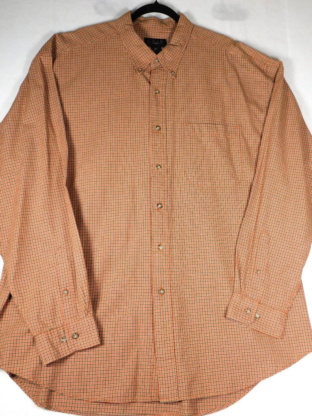 VTG Gear For Sports Men's XL Orange Plaid Dress Shirt L. Sleeves Button  Western